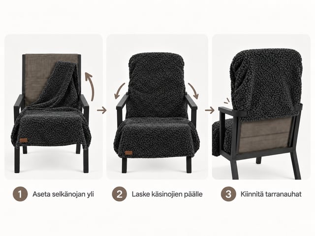 VILLAMO-ulkotuolin peitteen käyttö kolmessa vaiheessa