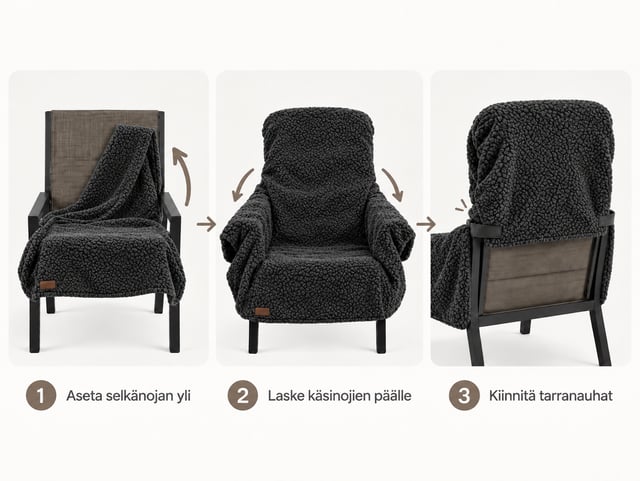 VILLAMO-ulkotuolin peitteen käyttö kolmessa vaiheessa
