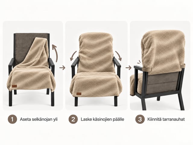 VILLAMO-ulkotuolin peitteen käyttö kolmessa vaiheessa